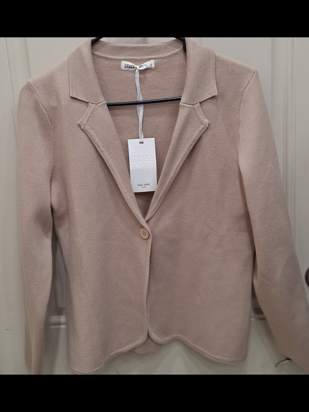 Grace Blazer Jacket in Light Beige Knit